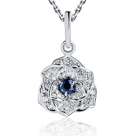 Подвеска Platinum Lab. - Платина 950, Сапфир, Бриллиант (арт. ПП-040С-02)