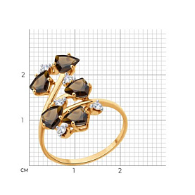 Кольцо SOKOLOV - Серебро 925, Раухтопаз, Фианит (арт. 92014672)