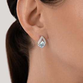 Серьги SOKOLOV - Серебро 925, Топаз, Фианит (арт. 92023141)