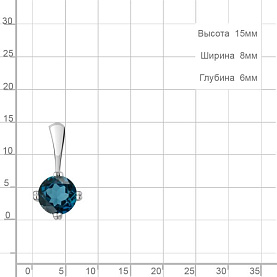 Подвеска Аквамарин - Серебро 925, Топаз лондон (арт. 2502808.5)