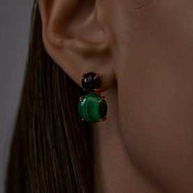 Серьги SOKOLOV - Серебро 925, Агат, Малахит (арт. 83020096)