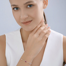 Браслет SOKOLOV - Серебро 925, Синтетический рубин, Фианит (арт. 94051559)