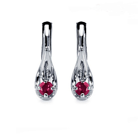 Серьги Platinum Lab. - Платина 950, Рубин (арт. ПС-202Р-01)