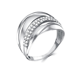 Кольцо Золотые узоры - Серебро 925, Фианит (арт. 90-01-7547-00)