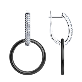 Серьги Diamant - Серебро 925, Керамика, Фианит (арт. 94-121-01318-1)