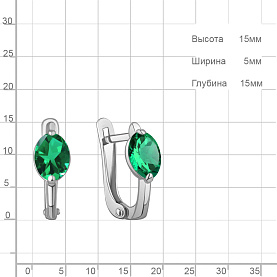 Серьги Аквамарин - Серебро 925, Синтетический изумруд (арт. 400667П.5)
