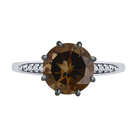 Кольцо Diamant - Серебро 925, Раухтопаз, Фианит (арт. 94-310-02040-3)