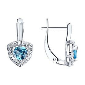 Серьги SOKOLOV - Серебро 925, Топаз, Фианит (арт. 92025337)