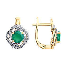 Серьги SOKOLOV - Золото 585, Агат, Фианит (арт. 729323)