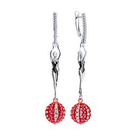 Серьги SOKOLOV - Серебро 925, Синтетический рубин, Фианит (арт. 94027581)