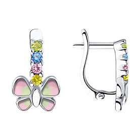 Серьги SOKOLOV - Серебро 925, Фианит, Эмаль (арт. 94023686)