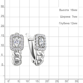Серьги Аквамарин - Серебро 925, Фианит (арт. 450136А.5)