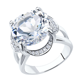 Кольцо SOKOLOV - Серебро 925, Горный хрусталь, Фианит (арт. 92010196)