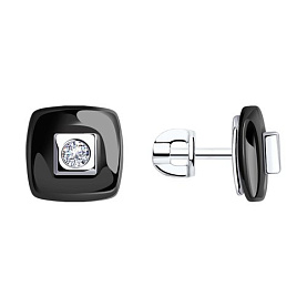 Серьги Diamant - Серебро 925, Керамика, Фианит (арт. 94-122-01278-1)