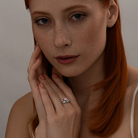 Кольцо SOKOLOV - Серебро 925, Аметист, Синтетический рубин, Топаз, Фианит, Хризолит (арт. 92014278)