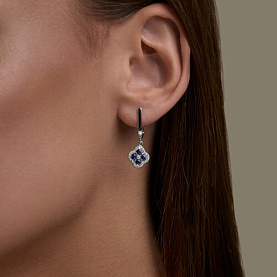 Серьги SOKOLOV - Серебро 925, Фианит, Сапфир (арт. 62020029)