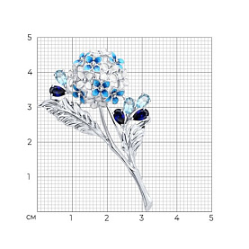 Брошь SOKOLOV - Серебро 925, Синтетический сапфир , Топаз, Эмаль (арт. 92040124)