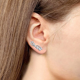 Серьги Аквамарин - Серебро 925, Фианит (арт. 49333А.5)