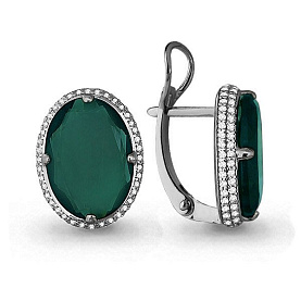 Серьги Аквамарин - Серебро 925, Агат, Фианит (арт. 4442409А.5)