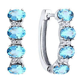 Серьги SOKOLOV - Серебро 925, Топаз, Фианит (арт. 92023068)