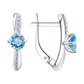 Серьги SOKOLOV - Серебро 925, Топаз, Фианит (арт. 92022839)