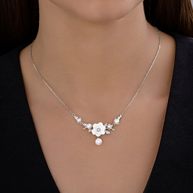 Колье SOKOLOV - Серебро 925, Жемчуг имитация, Жемчуг культивированный, Фианит (арт. 94071102)