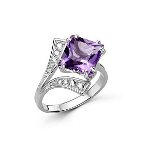 Кольцо Дар - Серебро 925, Аметист, Фианит (арт. К-5262рс40100)