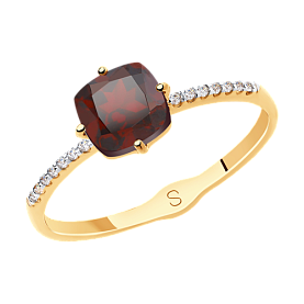 Кольцо SOKOLOV - Золото 375, Гранат, Фианит (арт. 37715525)