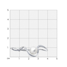 Брошь SOKOLOV - Серебро 925, Жемчуг культивированный, Фианит (арт. 94040021)