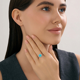 Кольцо Diamant - Серебро 925, Синтетическая бирюза, Эмаль (арт. 94-310-02367-1)