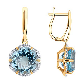 Серьги Diamant - Золото 585, Топаз, Фианит (арт. 51-321-02162-1)