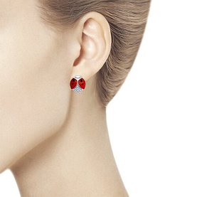 Серьги SOKOLOV - Серебро 925, Фианит, Эмаль (арт. 94023594)