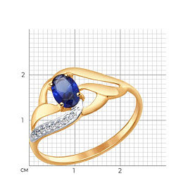 Кольцо SOKOLOV - Золото 375, Синтетический сапфир , Фианит (арт. 37714648)