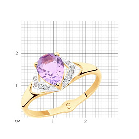 Кольцо SOKOLOV - Золото 375, Аметист, Фианит (арт. 37715479)