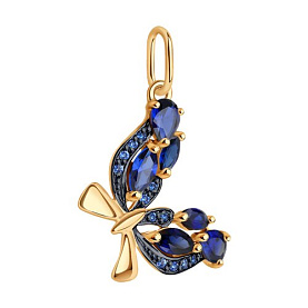 Подвеска SOKOLOV - Золото 375, Синтетический сапфир , Фианит (арт. 37731565)