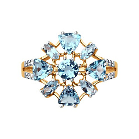 Кольцо Diamant - Золото 585, Топаз, Фианит (арт. 51-310-02436-1)