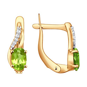 Серьги SOKOLOV - Золото 375, Фианит, Хризолит (арт. 37724220)