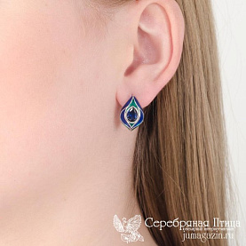 Серьги Красная пресня - Серебро 925, Синтетическая шпинель, Эмаль (арт. 3388998Д3)
