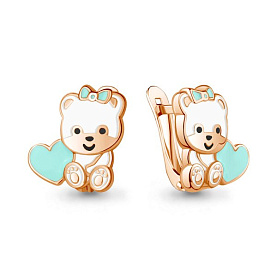 Серьги Аквамарин - Серебро 925, Эмаль (арт. 34463.6)