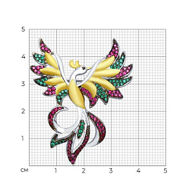 Брошь SOKOLOV - Серебро 925, Синтетический рубин, Фианит (арт. 94040130)