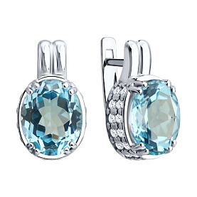 Серьги SOKOLOV - Серебро 925, Топаз, Фианит (арт. 92023262)