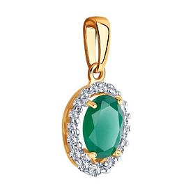 Подвеска SOKOLOV - Золото 585, Агат, Фианит (арт. 731868)