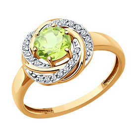 Кольцо Diamant - Золото 585, Фианит, Хризолит (арт. 51-310-02281-3)