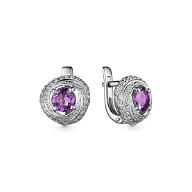 Серьги Дар - Серебро 925, Аметист, Фианит (арт. С-5057рс40100)