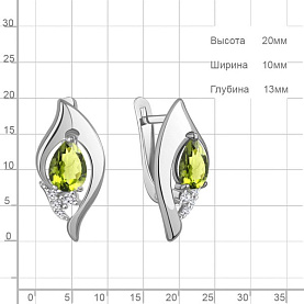 Серьги Аквамарин - Серебро 925, Фианит, Хризолит (арт. 45013407А.5)