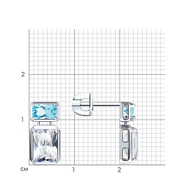 Серьги Diamant - Серебро 925, Горный хрусталь, Топаз (арт. 94-322-02395-2)