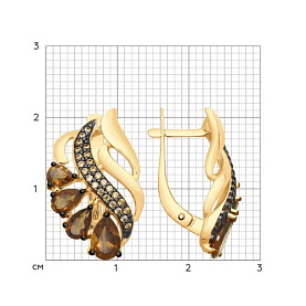 Серьги SOKOLOV - Серебро 925, Раухтопаз, Фианит (арт. 92021578)