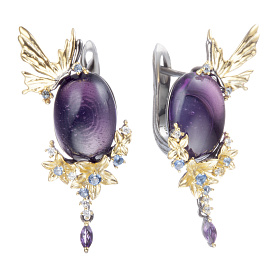 Серьги Мастер Клио - Серебро 925, Аметист, Синтетическая шпинель (арт. 36С153013)
