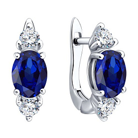 Серьги SOKOLOV - Серебро 925, Сапфир, Фианит (арт. 62020035)