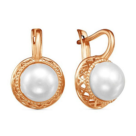 Серьги Красная пресня - Серебро 925, Жемчуг культивированный (арт. 33310477)